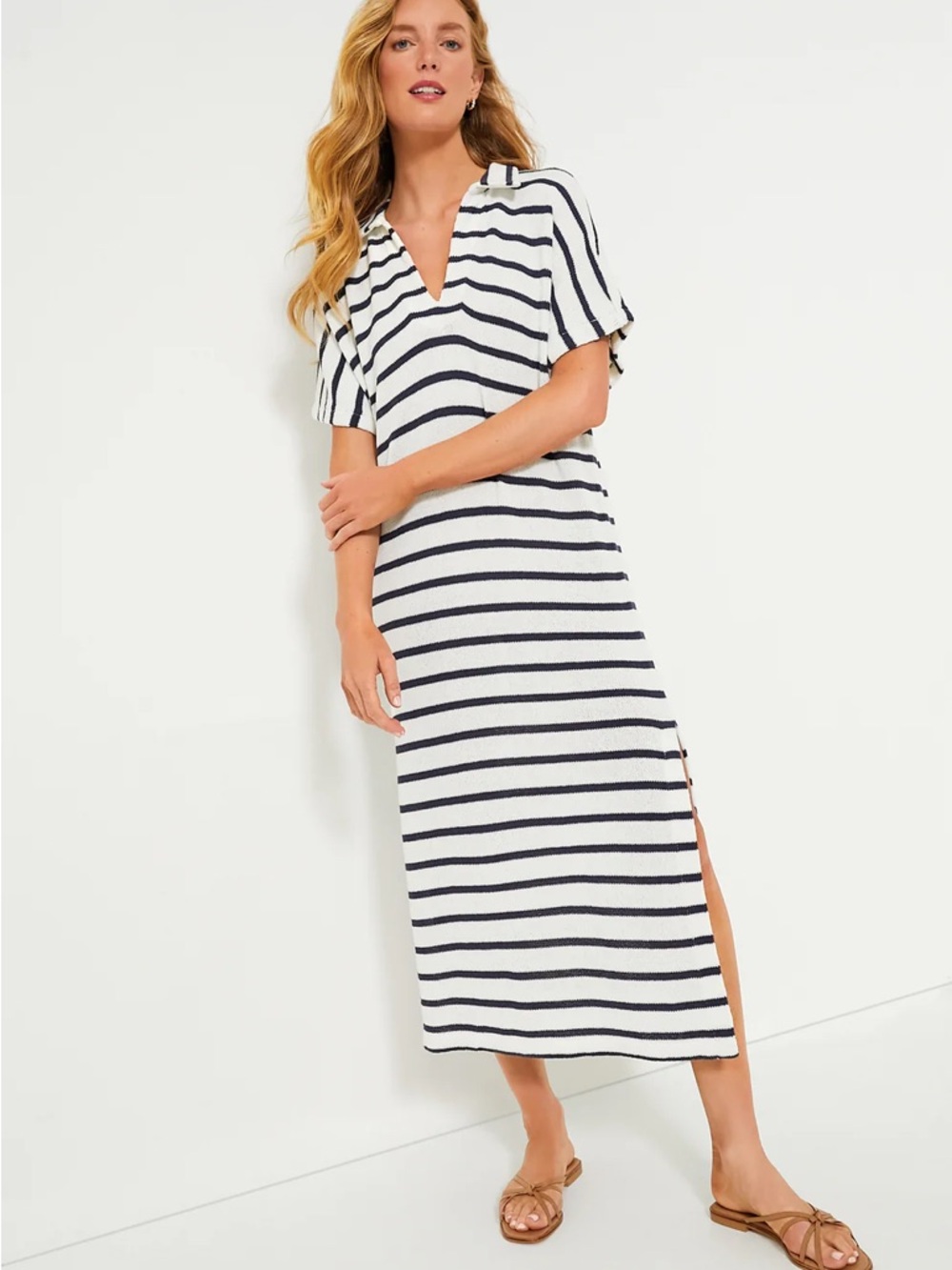 Pomander Place White and Navy Striped Maxi Dress - Picture 5 of 6